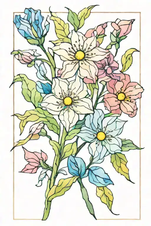 Stained Glass Watercolor Flowers