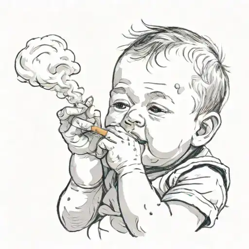A Baby Smoking A Cigarette
