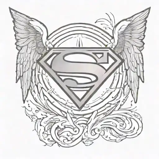 Superman Logo With Angel Wings And A Halo Sitting On Top