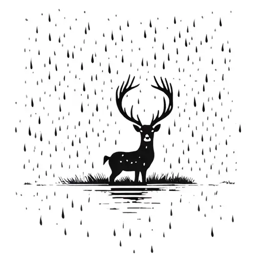 A Young Deer In The Rain