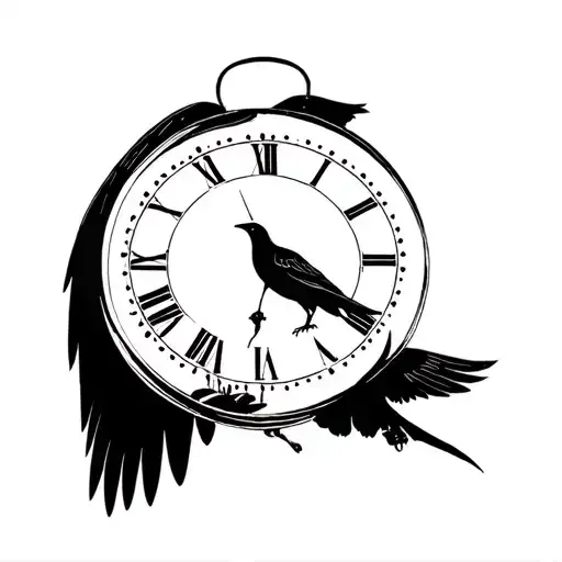 Pendulo Clock With Fine Line Crow