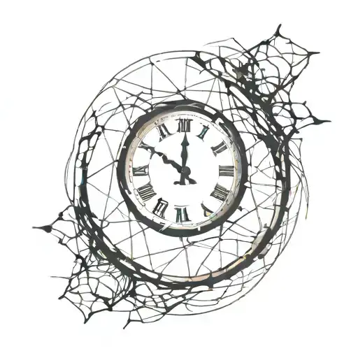 Clock With Cracks And Hourglass