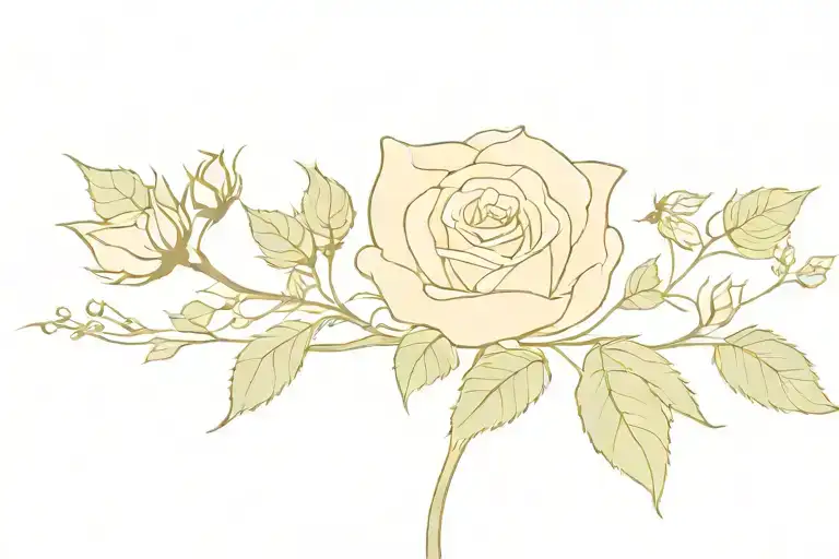 One Rose With Leaves