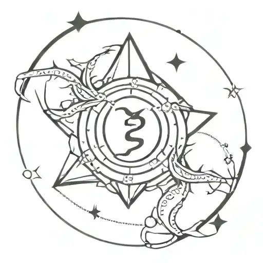 Zodiac Symbol Cancer And Gemini With Star Around It