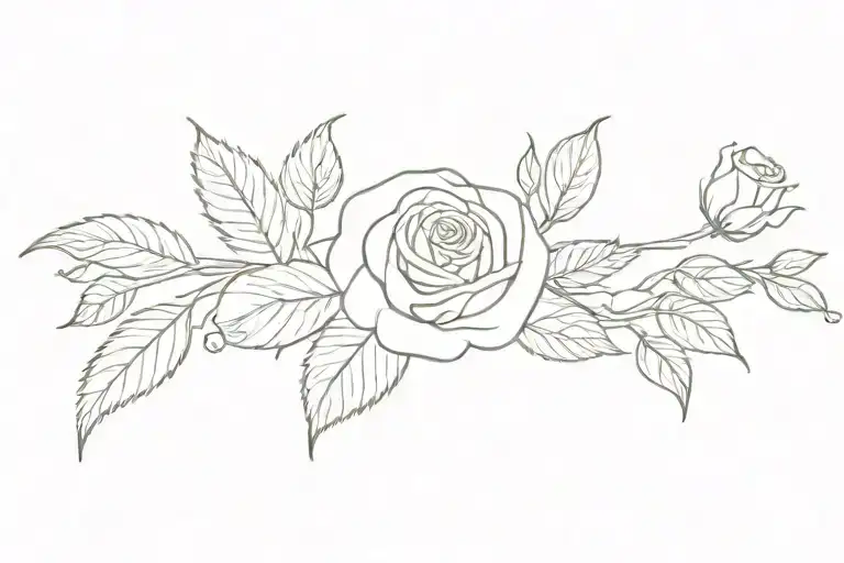 One Rose With Leaves