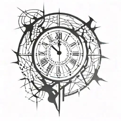 Clock With Cracks Tribal