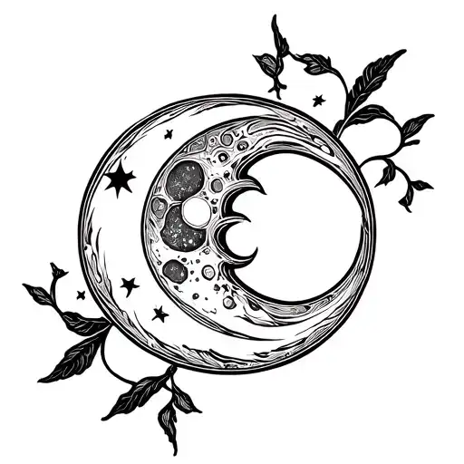 Mystic Ethereal Moon Simple Outline