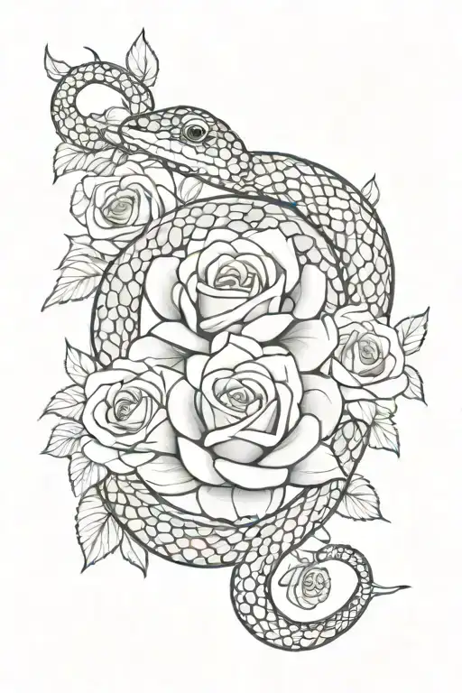 Mandala Snake With Roses