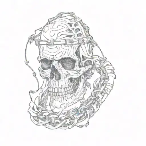 A Skull With Chains On His Neck