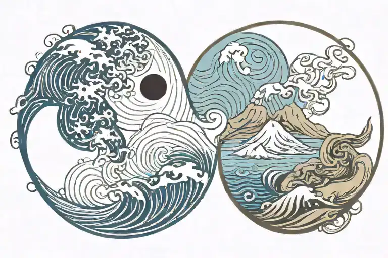 Sea And Mountain Yin Yang Symbol