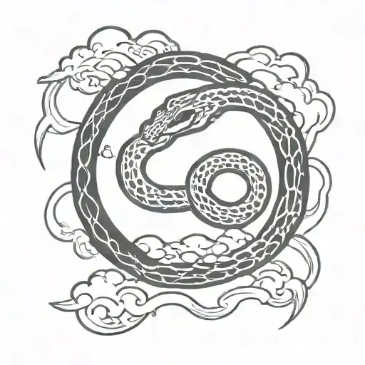 Ouroboros Snake With Clouds