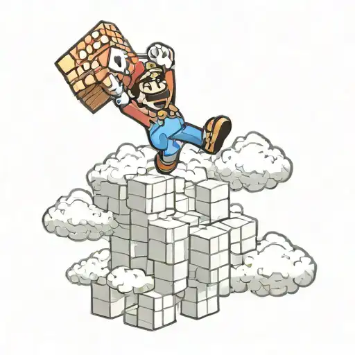 Teenager Jumping Off A Cloud Up Into A Mario Block