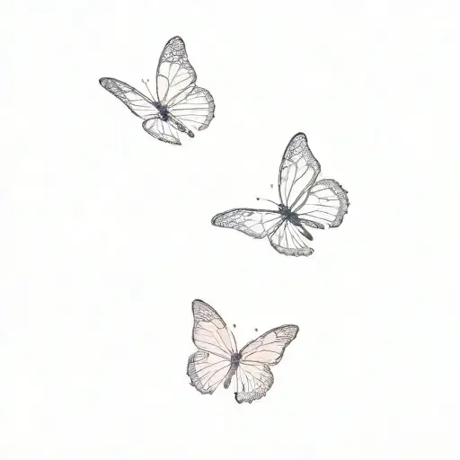 A Group Of Pink Butterflies