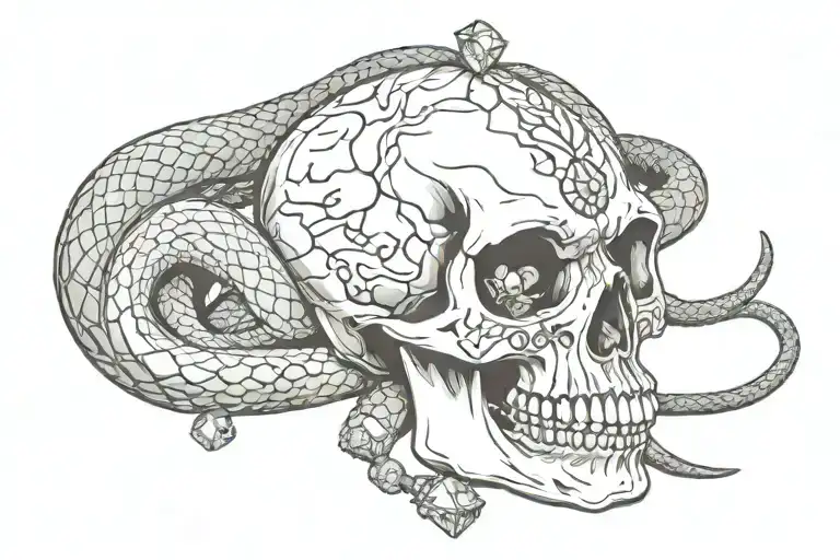 Snake Skull And Diamond