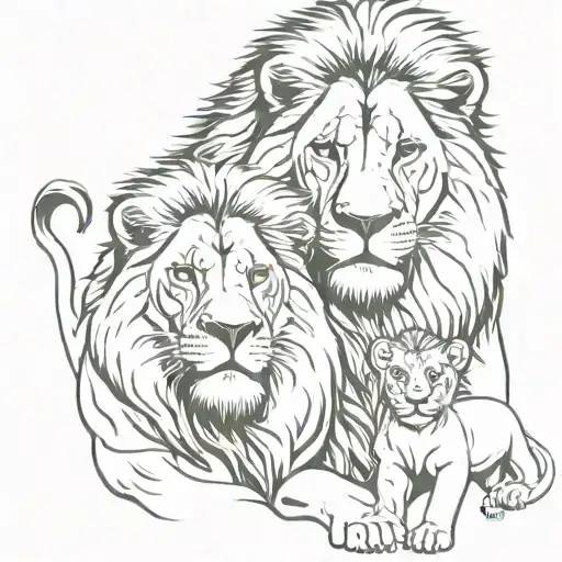 Dad Lion Mom Lion Son Lion