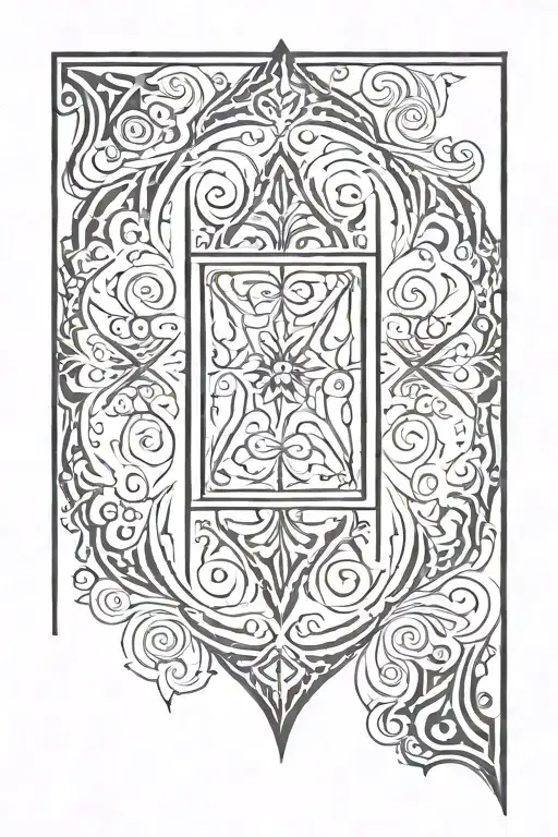 Staight Vertical Line With Simetrical Ornamental Work On Both Sides Of The Line