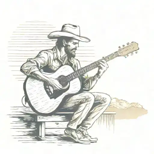 Austin Texas Sun Rising With Man Playing Acoustic Guitar