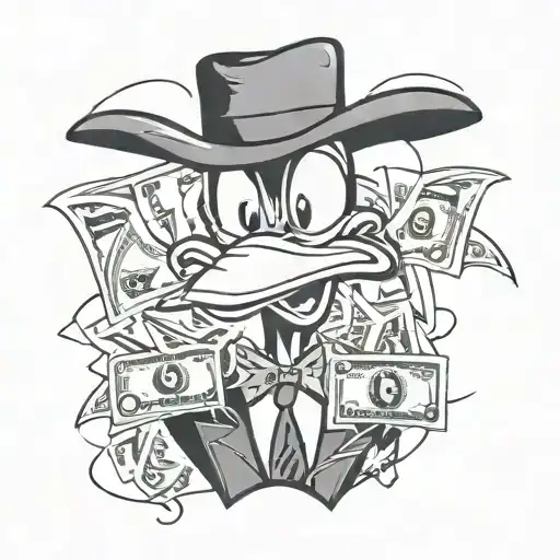 Gangster Daffy Duck Face With Dollar Sign Eyeballs