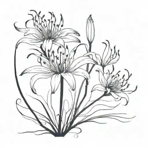 Centipede Wrapping Red Spider Lily Flower