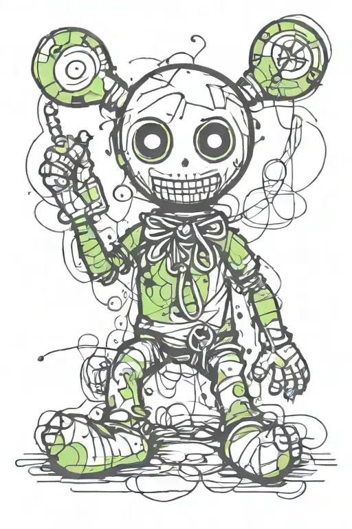 Psychedelic And Evil Voodoo Doll In Graffiti And Sketch Style