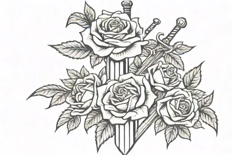 Sword With Roses Wrapped Tightly