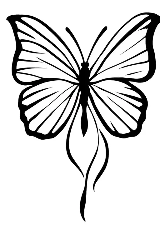 Butterfly Tattoo With Line