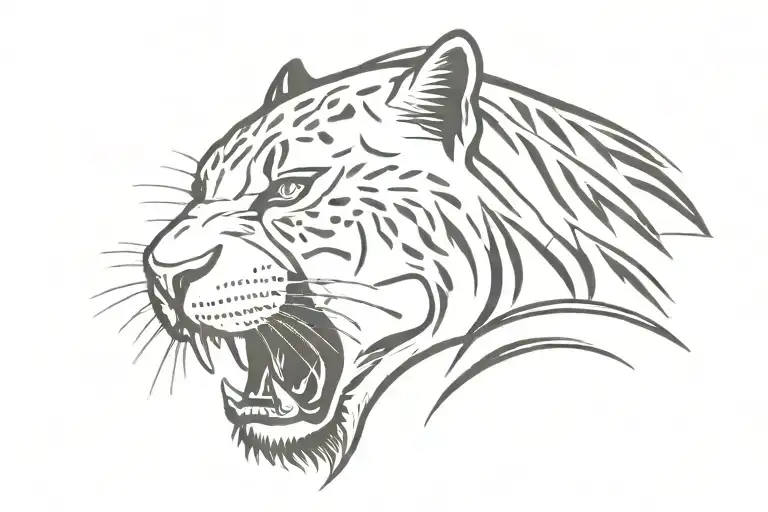 Panther Growling Looking Forward With The Word Sacrifice Above Its Head