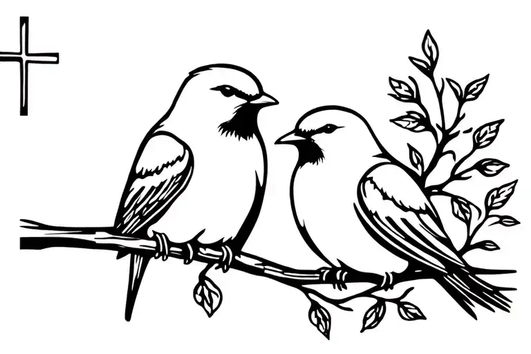 Love Birds And Cross