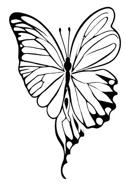 Butterfly Tattoo With Line