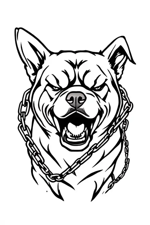 Angry Dog In Chains