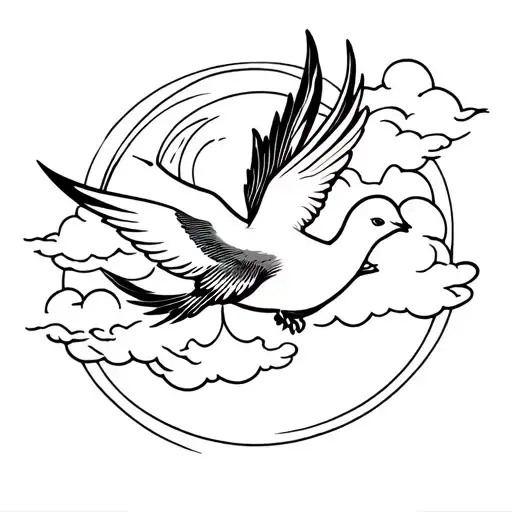 Dove In Clouds Surrounding