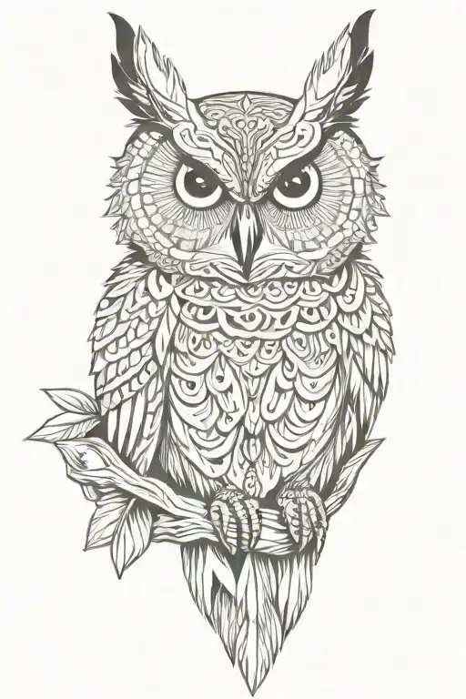 Native Trible Owl Perched