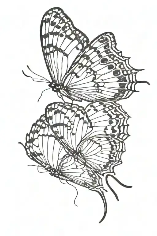 3D Realistic Fine Line Tattoo Butterfly