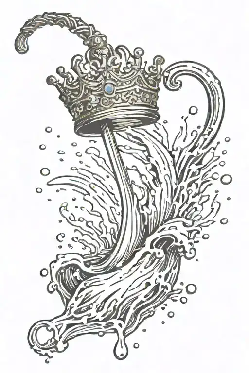 Sward Falling Into The Water With Crown Hanging From Handle