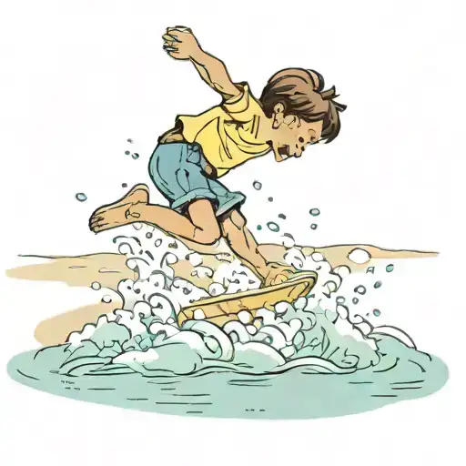 A Boy Jumping Into Ocean View