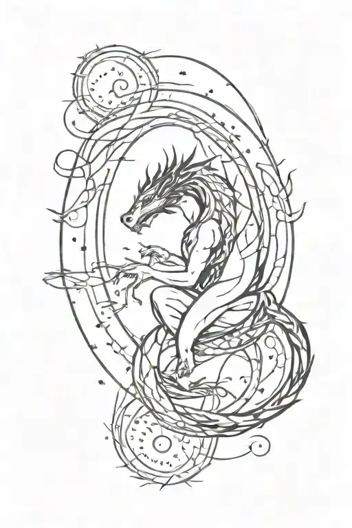 Virgo Constelation With Dragon Emerging
