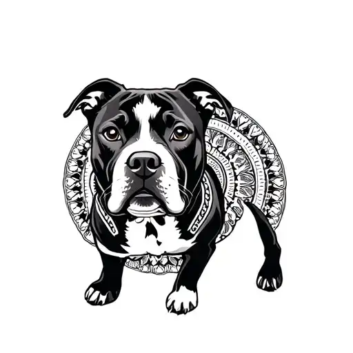 Tan Pitbull With Mandala Background
