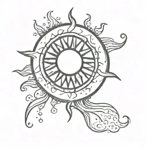 Sun With Smoky Aura And Little Stars Around It