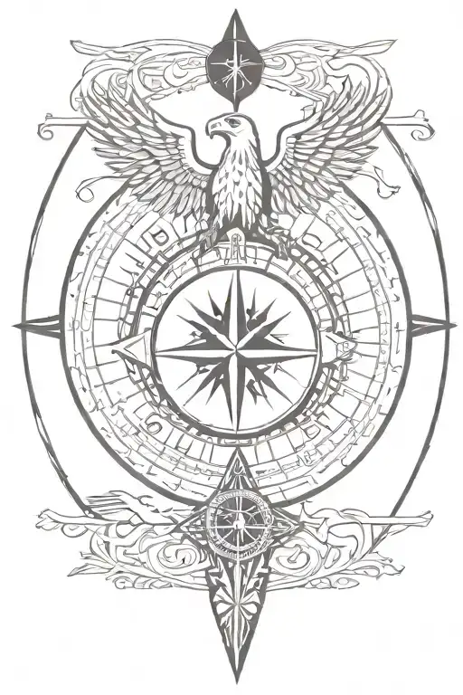 Nordic Compass And Runes With Warsaw Eagle