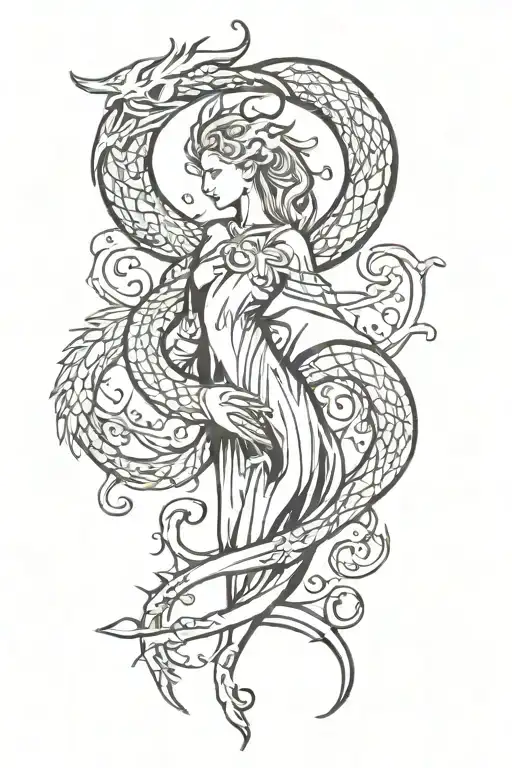 Virgo Zodiac With Dragon Wrapped