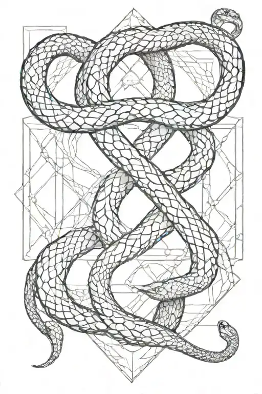 Sacred Geometry And Snake Intertwined