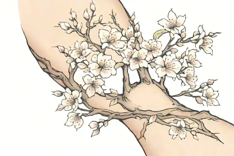 Cherry Blossom Tree On Wrist Around Jazmin