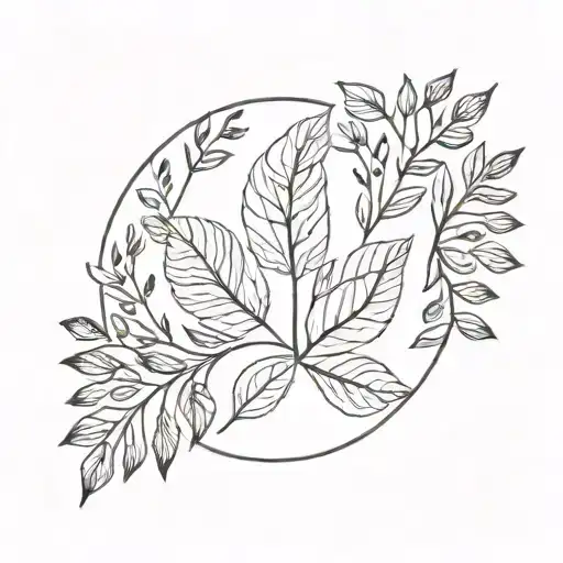 Round Leaf Foliage Circle With Heart