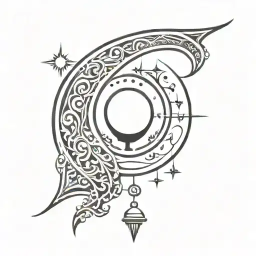 Crescent Moon And Bell With A Striker That's An Eye