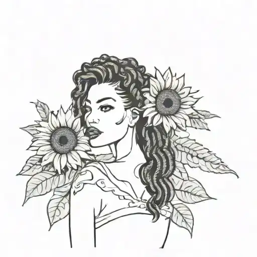 Black Pinup Braids Sunflowers