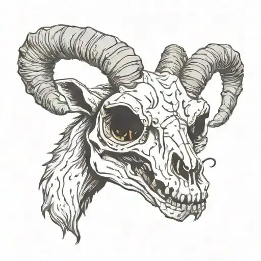 Goat Skull With Fire Coming Out Of Eye Sockets