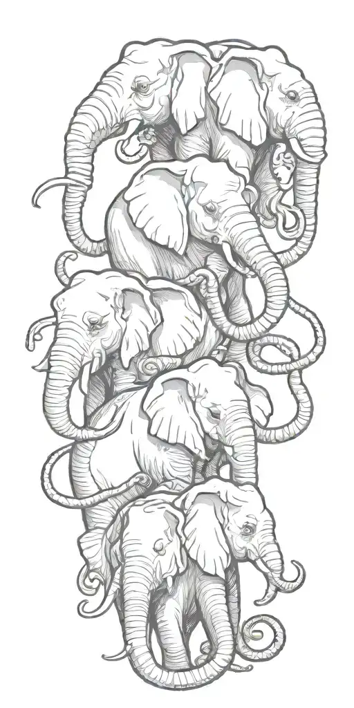 Three Elephants As Octopus