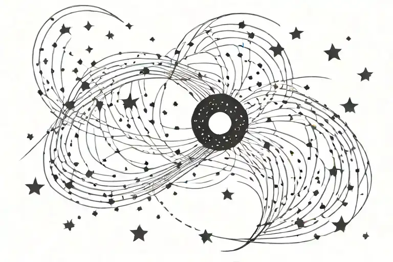 Galaxy Design Incorporating Stars And Black Hole Simple Design