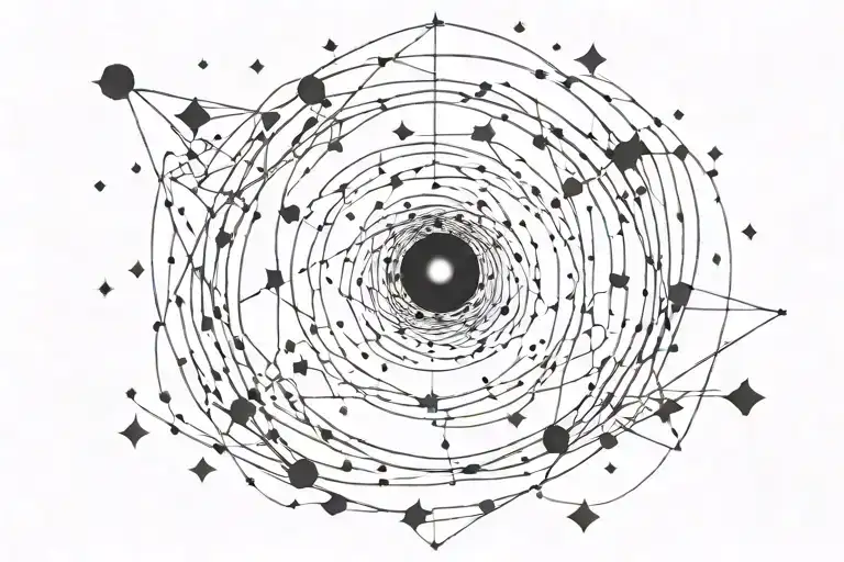 Galaxy Design Incorporating Stars And Black Hole Simple Design Thick Black Lines