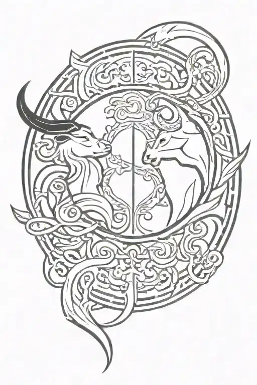 Taurus And Virgo Sign Mixed Together Symbolizing